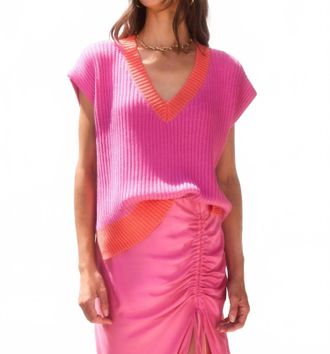 Fifteen Twenty Jules Sweater Vest In Pink/orange