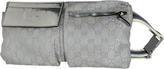 Gucci Silver Gg Canvas Leather Fanny Pack Pouch (Pre-Owned)