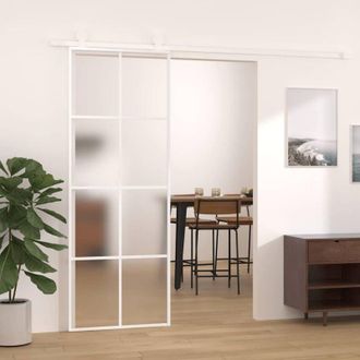 vidaXL Vidaxl - Puerta Corredera Esg Vidrio Y Aluminio Blanca 76x205 Cm