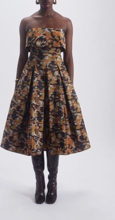 Amsale Printed Laced Back Dress in Orange-Multi at Nordstrom, Size 12