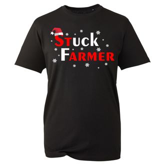 Generic Stuck Farmer Christmas T-Shirt - Funny Farming Gift Tee for Farmers & Tractor Lovers Starmer Political Joke Top (Black, M)