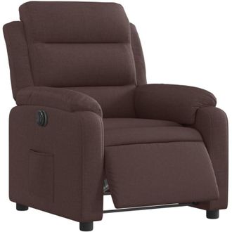vidaXL Poltrona Elettrica Reclinabile Marrone Scuro in Tessuto - Vidaxl