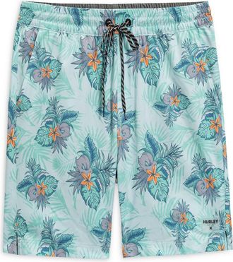 Hurley Tropic Cluster Stripes Volley Swim Shorts in Blizzard at Nordstrom Rack, Size Large