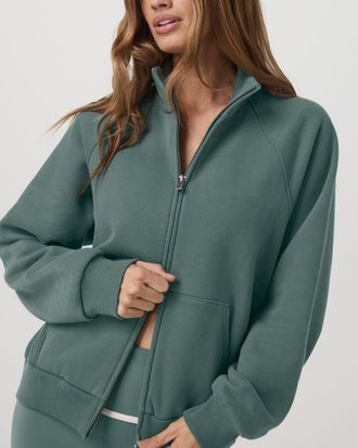 Vuori Clothing Restore Double Zip Sweatshirt | Agate Green | XS, Size Extra Small