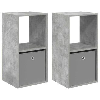 vidaXL Mesita De Noche Con Caj&oacute;n 2 Pcs Gris Concreto 35 X 32 X 68,5 Cm Vidaxl