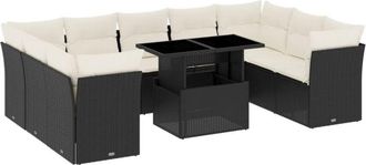vidaXL Vidaxl - Set De Sof&aacute;s De Jard&iacute;n 10 Pzas Cojines Rat&aacute;n Sint&eacute;tico Negro