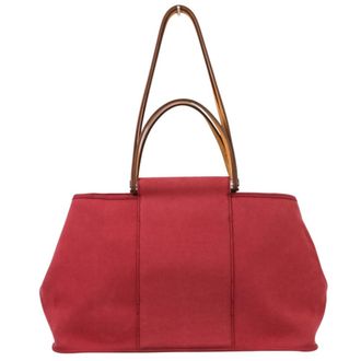 Herm&egrave;s Red Color Toile Officier Tote Bag (Pre-Owned)