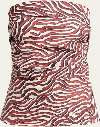 Proenza Schouler Maisy Strapless Ruched Top in Poplin
