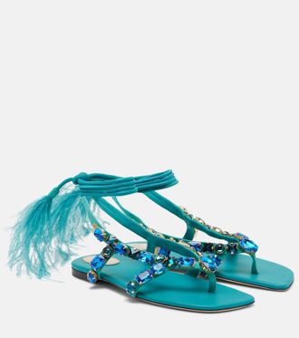 Valentino Garavani Resort embellished suede thong sandals