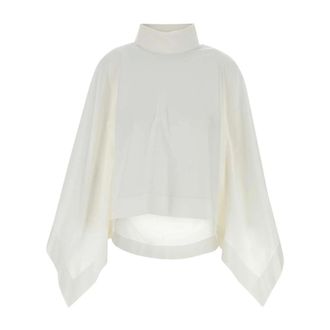 Carven Blouses, female, White, Size: S High-Neck Cotton Cape
