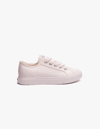 Hush Puppies Womens Hush Puppies BROOKE Womens Canvas Trainers White - Size: 4