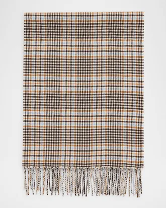 PIACENZA 1733 Men & apos;s Castle Houndstooth Plaid Wool Scarf