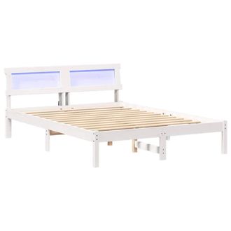 Berkfield Home with LED Strip Lights with Headboard White 140 x 190 cm Solid pin