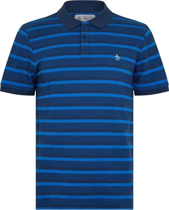 Original Penguin Heren Gestreept Polo Shirt (Yale Blauw)
