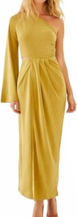 Something Navy One Shoulder Cut Out Gown In Chartreuse