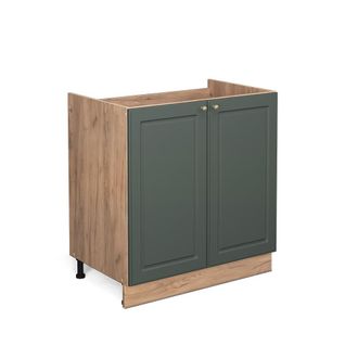 Vicco Armario Bajo Para Fregadero Fame-line, Verde Dorado Casa De Campo, 80 Cm Sin Encimera Vicco