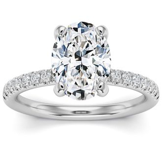 Pompeii3 3 1/2Ct Oval Diamond Engagement Ring Lab Grown in 14k White, Yellow or Rose Gold
