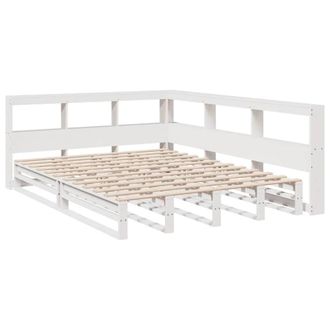 Berkfield Home Decorative Bookcase Bed without Mattress White 160x200cm Solid Wo | Size: 160x200 cm