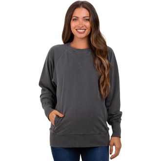 Pinkblush Vintage Wash French Terry Pullover in Charcoal Grey at Nordstrom, Size X-Large