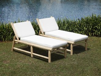 Vente-Unique Lettini prendisole in Teak con materasso Naturale chiaro e Bianco - Lotto di 2 - TULUM di MYLIA