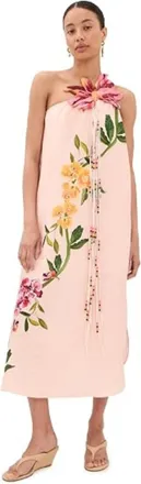 Farm Rio Farm Rio Womens One Shoulder Maxi Dress in Garden Terrace Pink