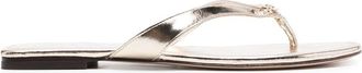 Tory Burch flat leather flip-flops - women - Calf Leather/Calf Leather/Calf Leather - 9.5 - Gold