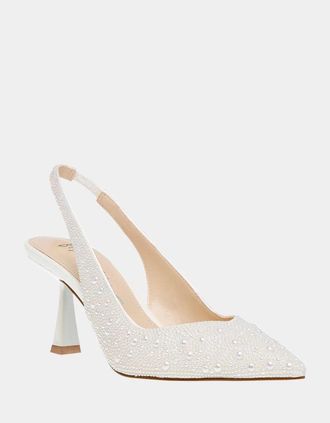 Betsey Johnson Clark Pumps Womens Ivory Rhinestone Stiletto Heel ZOGG3793