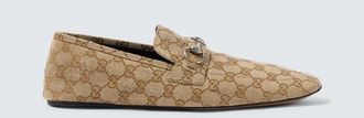 Gucci Horsebit GG Canvas distressed loafers