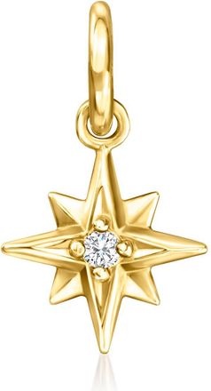 RS Pure by Ross-Simons Diamond North Star Charm in 14kt Yellow Gold