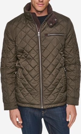 Cole Haan Mens Faux Suede Quilted Jacket - Medium Green Size Large
