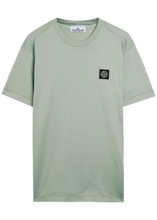 Stone Island Logo-appliqu&eacute;d Cotton T-shirt - Sage - M
