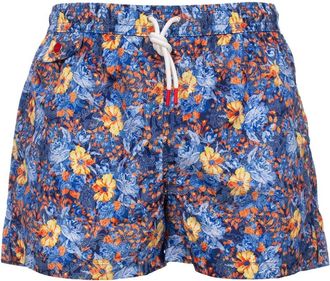 Kiton Badmode, Heren, Veelkleurig, M, Polyester, Korte polyester strandboxer met print
