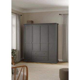 Dmora Armario Dmora De Cuatro Puertas Y Dos Cajones, Color Gris, 181,4 X 200,6 X 60,5 Cm, Con Embalaje Reforzado