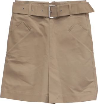 Toteme Belted Mini A-Line Skirt in Beige Cotton