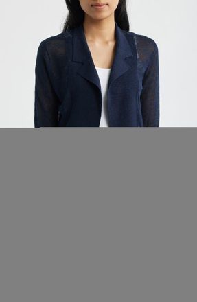 Nic+Zoe Featherknit Linen Blend Cardigan in Dark Indigo at Nordstrom, Size Xx-Large