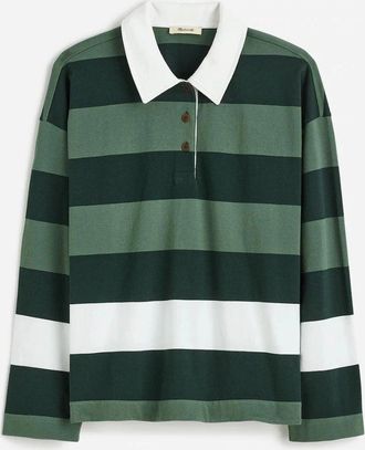 Madewell Hannah Polo Shirt Womens Luxury Forest 100% Cotton Rugby GBO2136