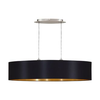 Loops Pendant Light Colour Satin Nickel Shade Black Gold Fabric Bulb E27 2x60W in Metallics