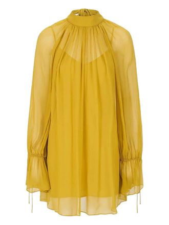 Staud Roux rear tie fastening dress - women - Polyester - L - Yellow