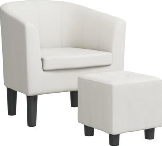 vidaXL Sill&oacute;n Con Taburete Cuero Sint&eacute;tico Blanco Vidaxl