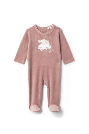 Fragile Girl Sheep Print Velour Romper in Blossom at Nordstrom, Size 3M