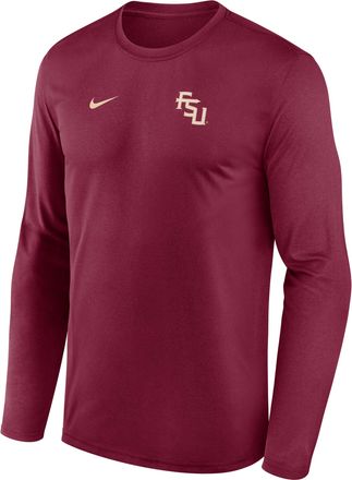 Nike Florida State Sideline Legend Small Logo Nike Mens Dri-FIT College Long-Sleeve T-Shirt in Red | 02TJ69XFTN-HE3