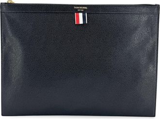 Thom Browne Pebble Grain Leather Medium Document Holder Navy