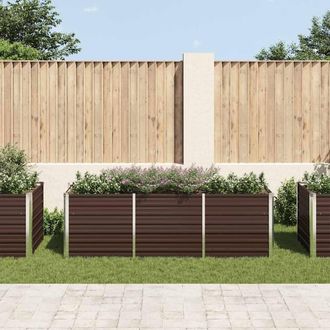 Berkfield Home Garden Raised Bed Brown 240x80x77 cm Galvanised Steel | Size: 240 x 80 x 77 cm