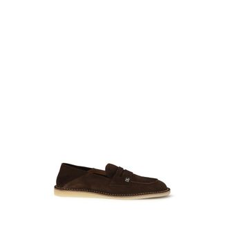 Dolce & Gabbana Brown Calf Leather Bos Taurus Slip-On Mens Loafers