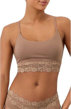 Pact Lace Modern Scoop Bralette Made With Organic Cotton in Driftwood Brown at Nordstrom, Size Xx-Large