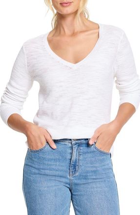 Nic+Zoe Breezy Textures Cotton Blend Sweater in Paper White at Nordstrom, Size Xx-Large