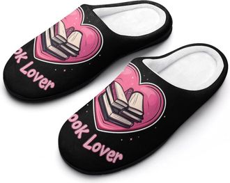 Generic Book Lover Mens House Slippers Memory Foam Washable Cotton Slip on Home Shoes