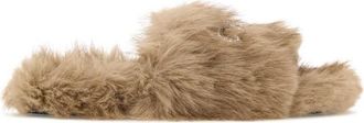 Balenciaga Beige Solid Furry Slides