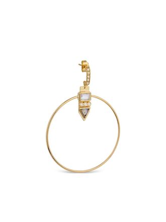 Celine Daoust 14K yellow gold Moonstone diamond hoop earrings - women - 14kt Yellow Gold - One Size