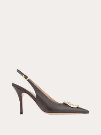 Ferragamo Women Maxi Gancini slingback Brown Size 10.5